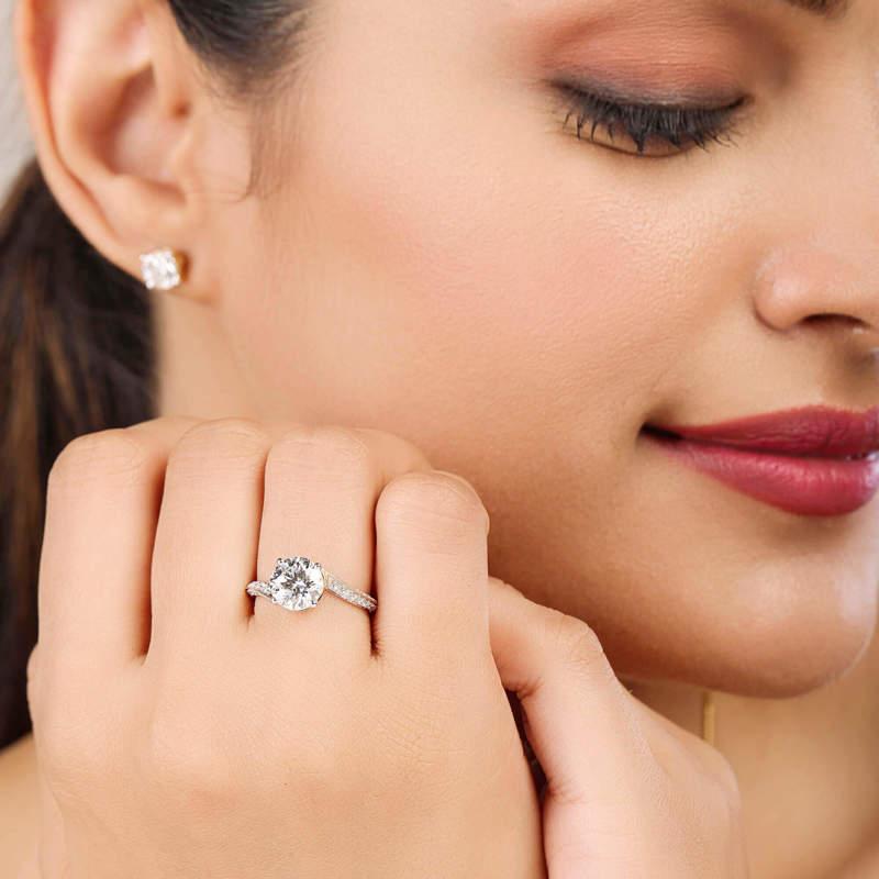 Runde Form Moissanit Ring 2 CT Moissanit Ring 925 Sterling Silber Geschenk. (Art déco)