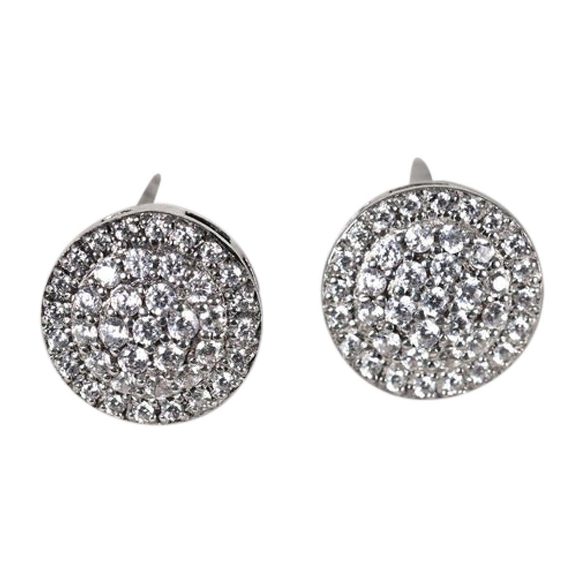 Round Shaped Moissanite Stud Earrings For Women 925 Sterling Silver Push Back.