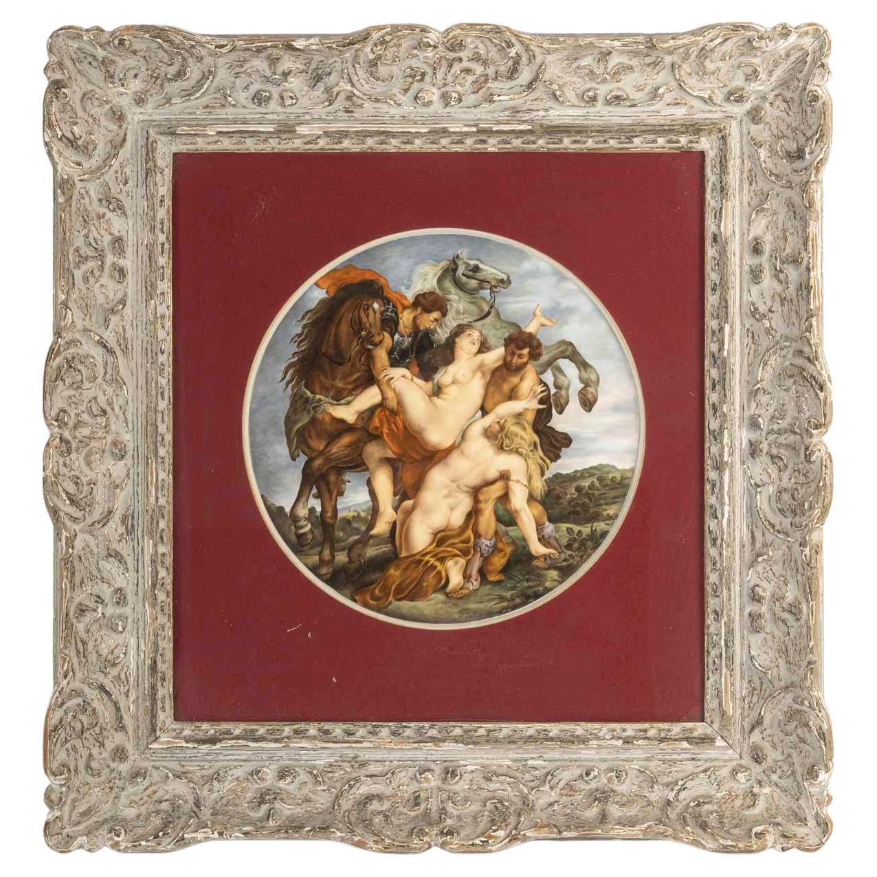 Round-Shaped Plaque in Sèvres Porcelain, 19th Century, Signed P.Gauches. For Sale