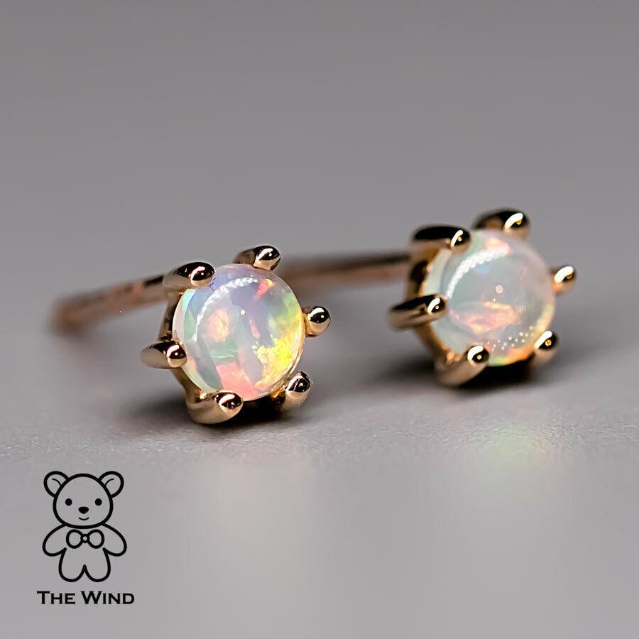 Taglio rotondo Orecchini con perno tondo a sei punte in oro giallo australiano solido 14K in vendita