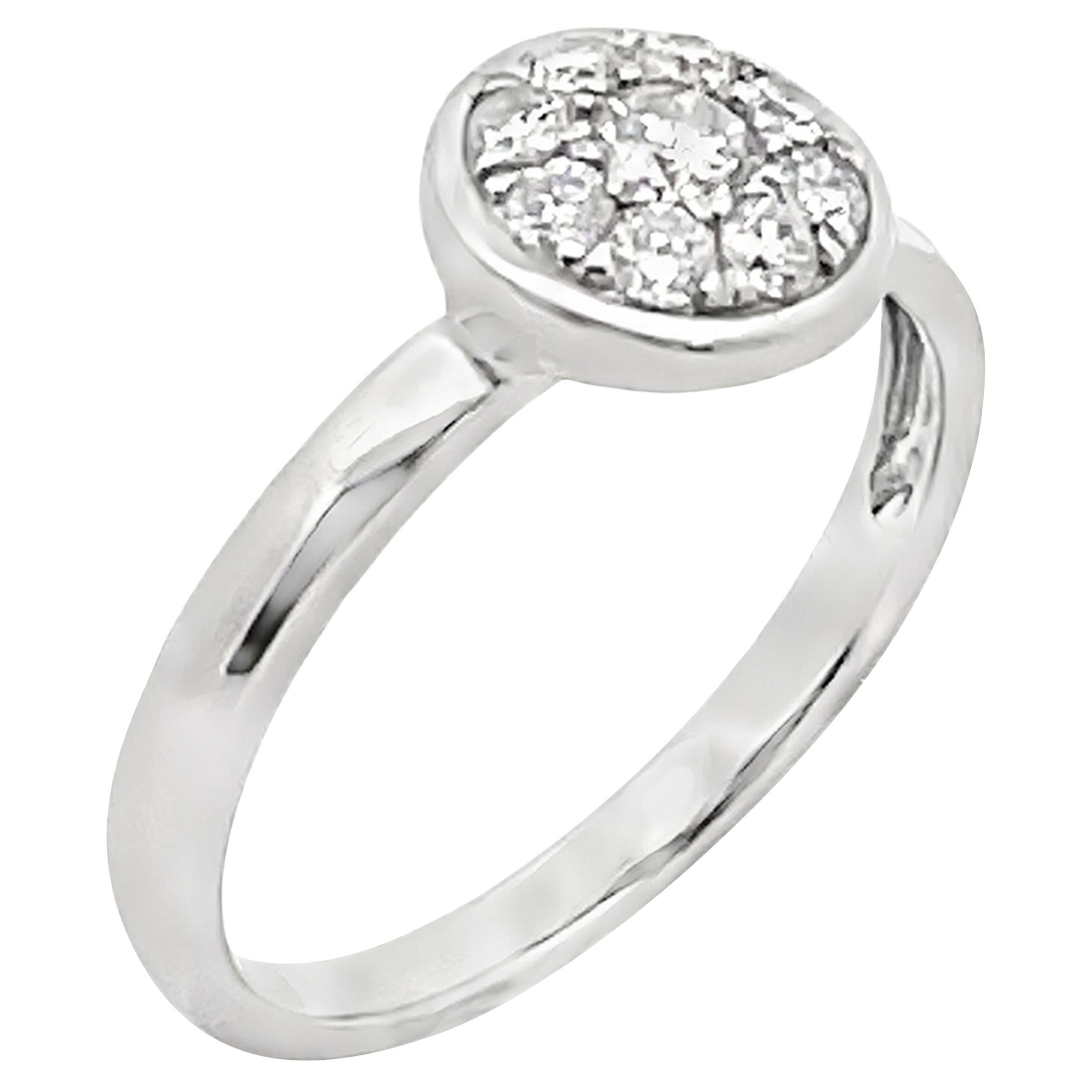 Round Shaped Stackable Ring with 0.32 Carat Round Diamonds in 18K White Gold For Sale