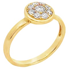 Round Shaped Stackable Ring with 0.32 Carat Round Diamonds in 18K Yellow Gold
