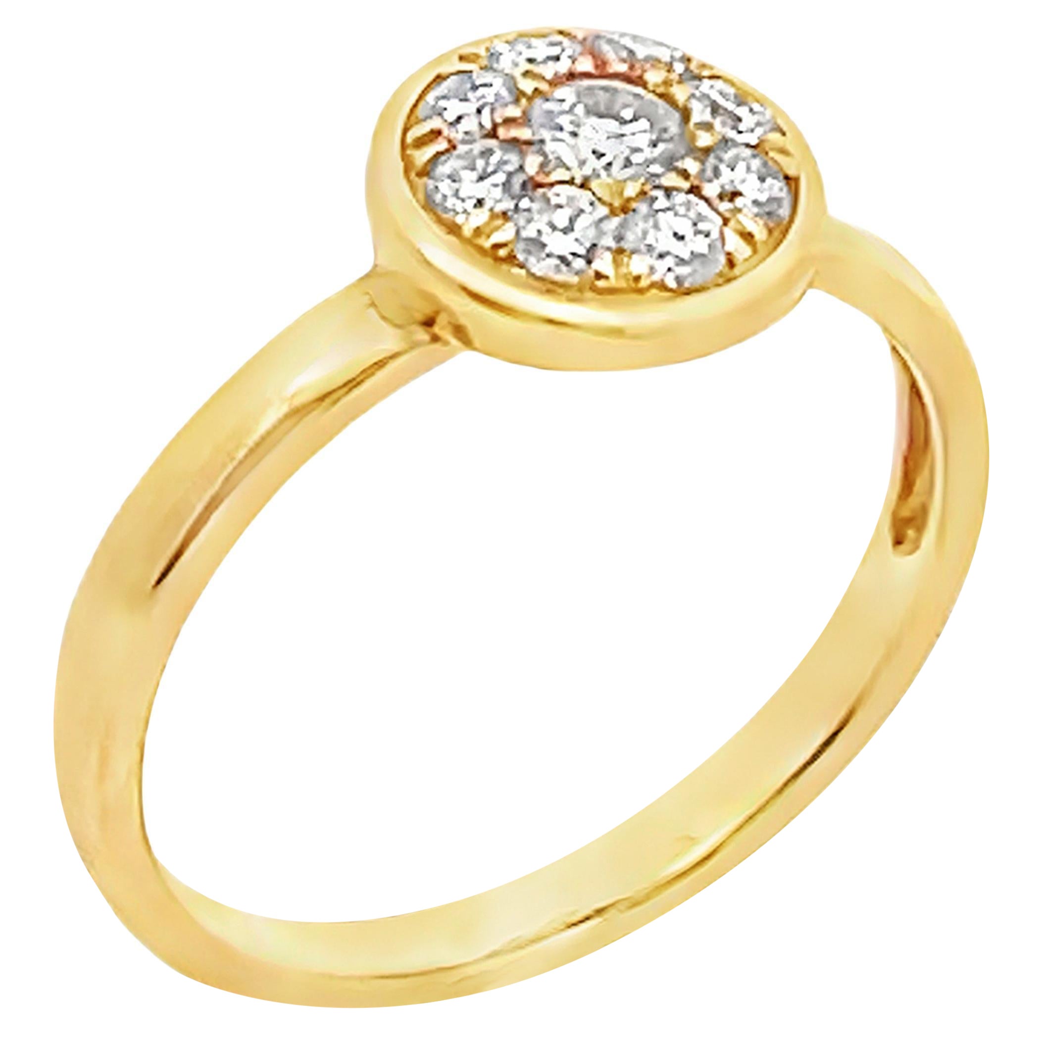 Round Shaped Stackable Ring with 0.32 Carat Round Diamonds in 18K Yellow Gold For Sale