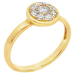 Round Shaped Stackable Ring with 0.32 Carat Round Diamonds in 18K Yellow Gold