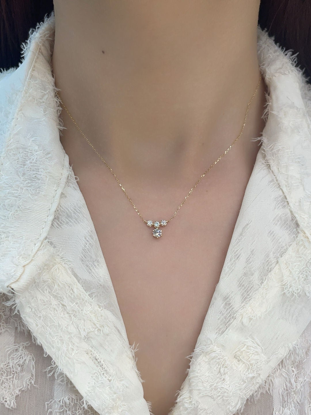 Round Shaped Stone 925 Sterling Siver Necklace Minimalist Moissanite Pendant.