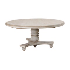 Vintage Round Shaped Top Painted Hardwood Pedestal Table
