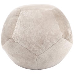 Round Ottoman in Dune Shearling Wool by Moses Nadel