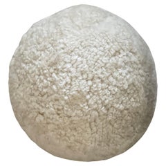 Round Sheepskin Accent Pillow in Ivory Natural