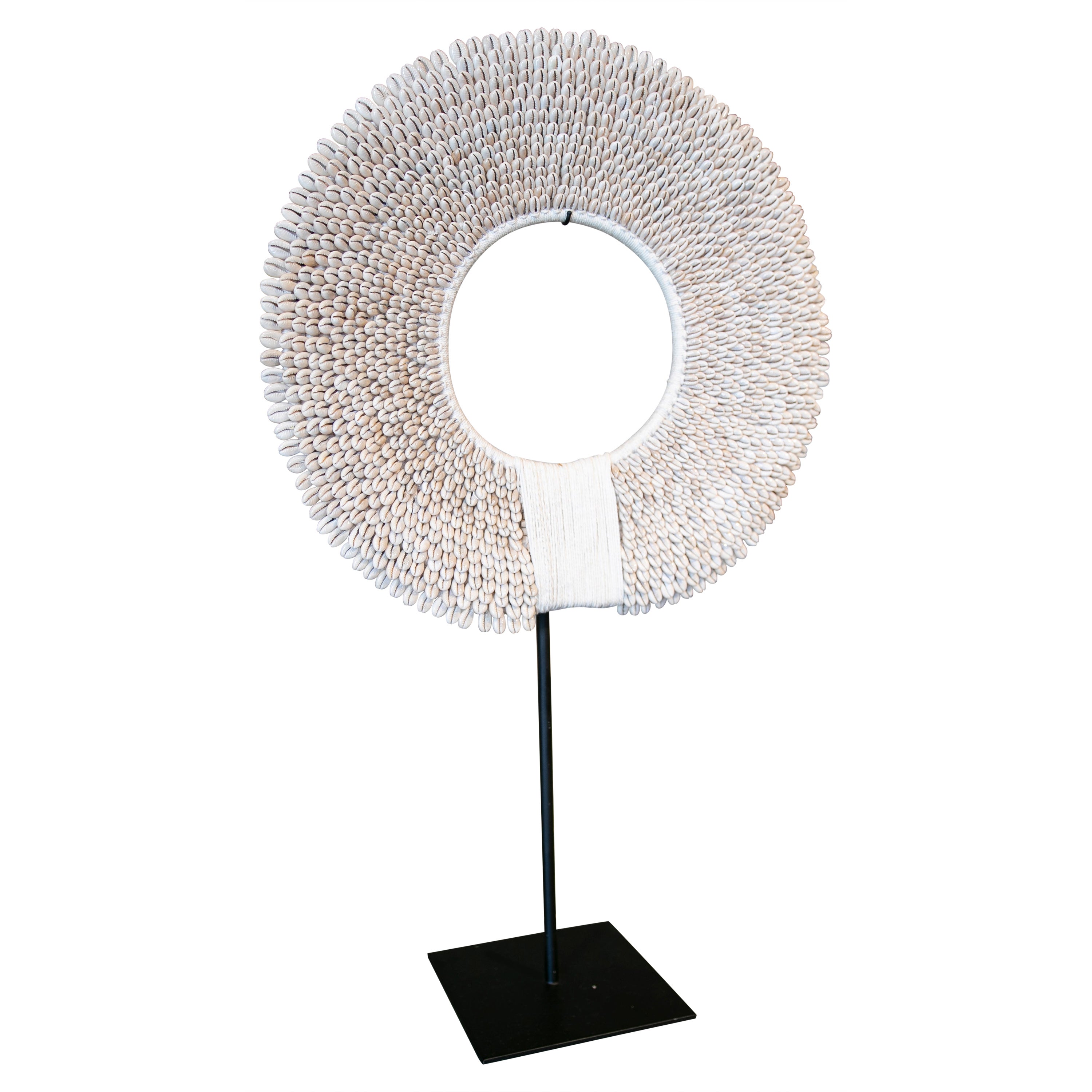 Round Shell Necklace Sculpture with Iron Support