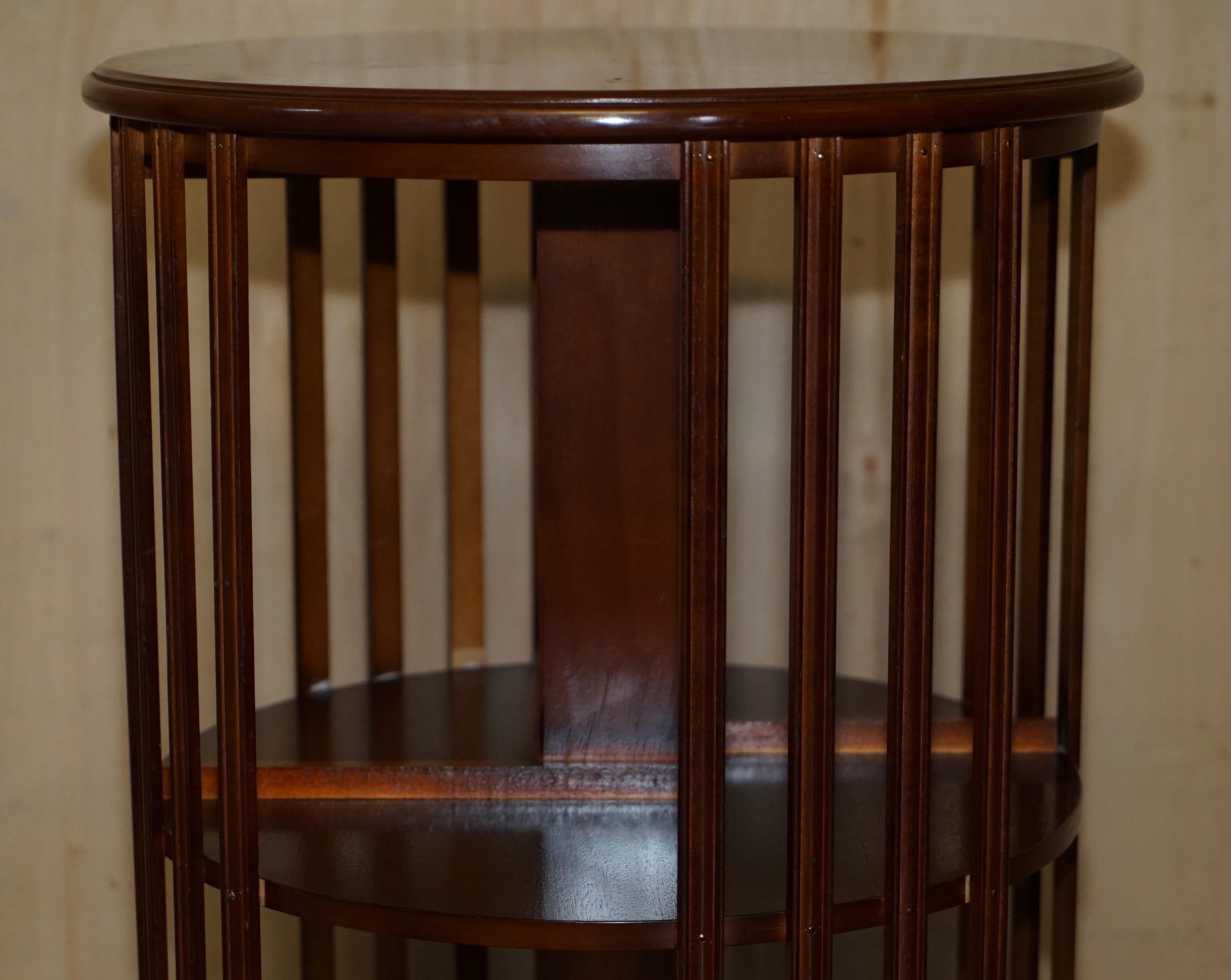 Sheraton ROUND SHERATON REVIVAL SATINWOOD HARDWOOD REVOLVING BOOKCASE SiDE END TABLE