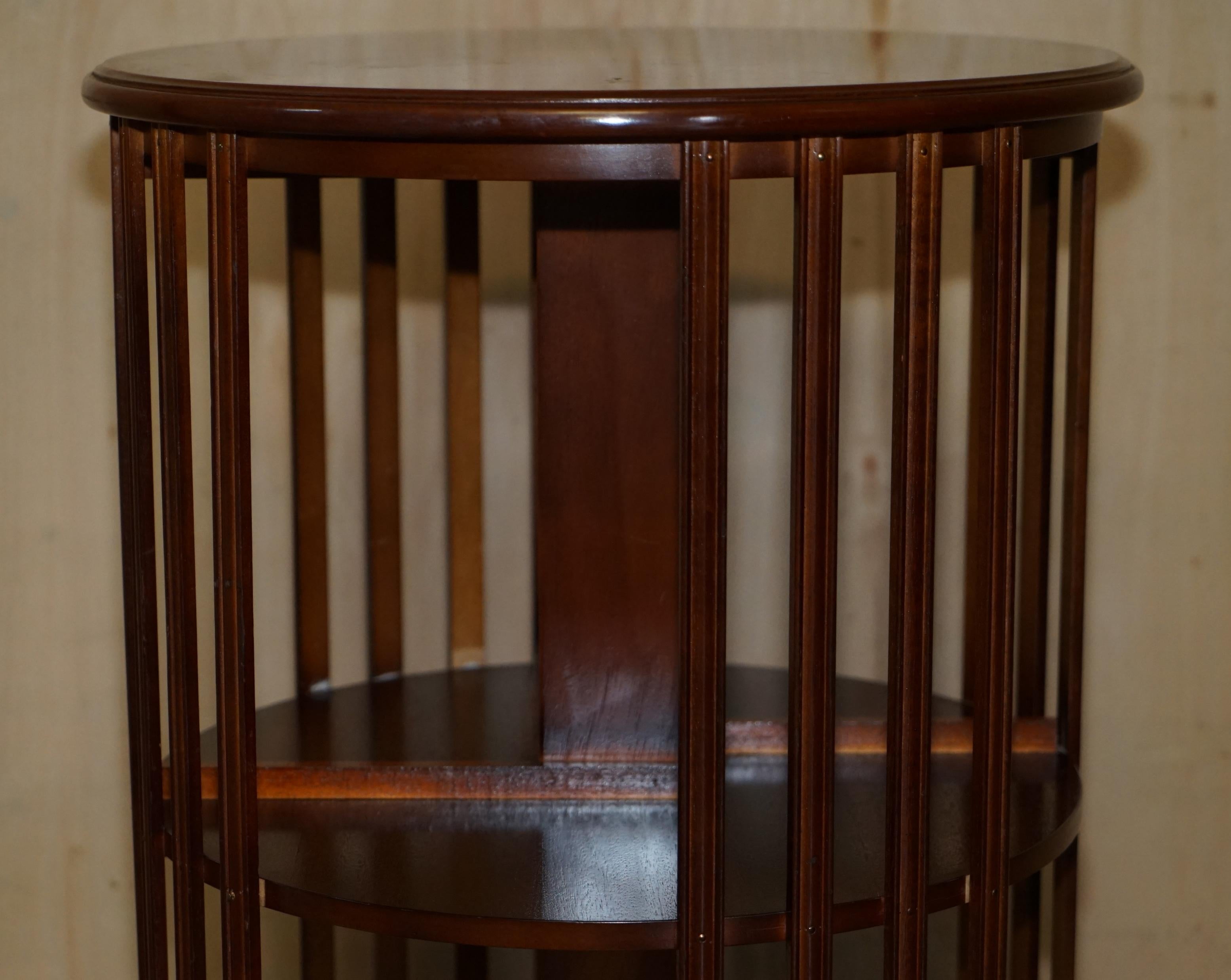 Sheraton ROUND SHERATON REVIVAL SATINWOOD HARDWOOD REVOLVING BOOKCASE SiDE END TABLE