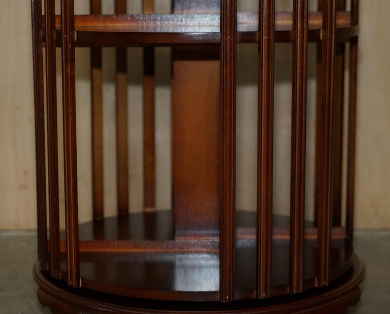 ROUND SHERATON REVIVAL SATINWOOD HARDWOOD REVOLVING BOOKCASE SiDE END
