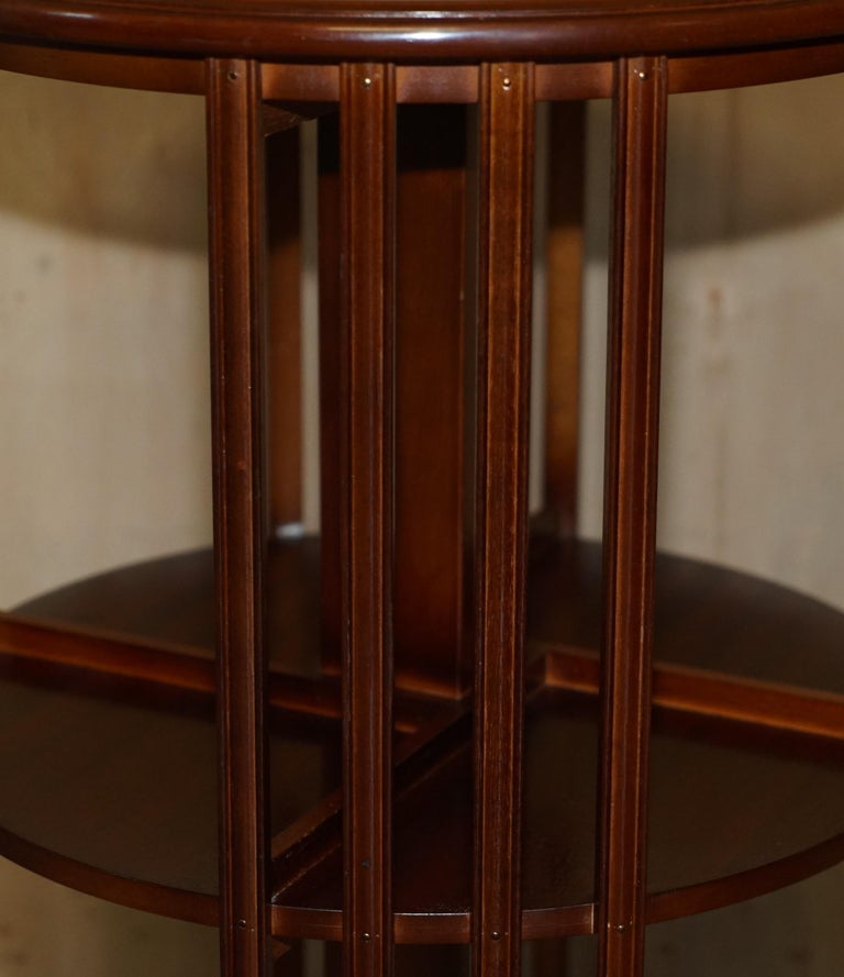 ROUND SHERATON REVIVAL SATINWOOD HARDWOOD REVOLVING BOOKCASE SiDE END