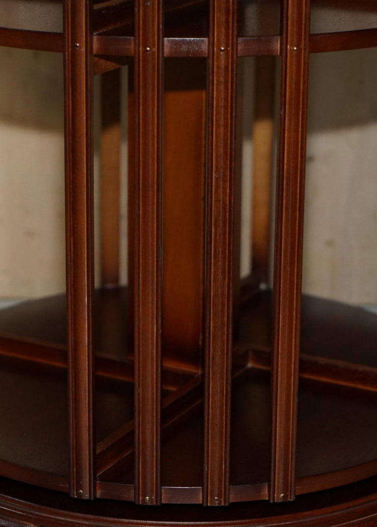 ROUND SHERATON REVIVAL SATINWOOD HARDWOOD REVOLVING BOOKCASE SiDE END ...