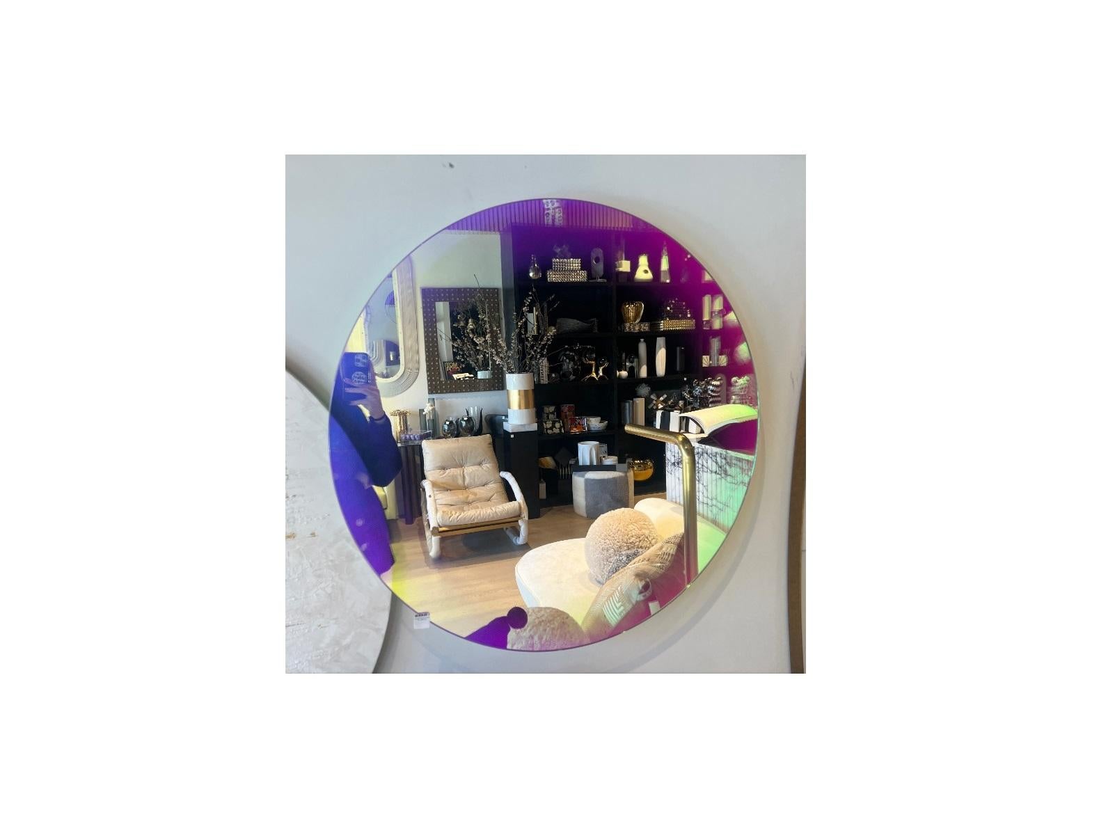 Contemporary Round Shimmer Mirror by Glas Italia For Sale