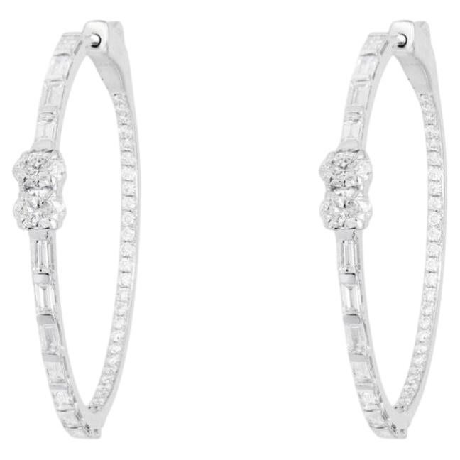 Pendientes de aro de oro de 14K con un diamante redondo de 1,67 ct en venta