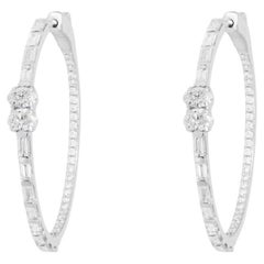 Boucles d'oreilles créoles en or 14 carats avec diamant rond de 1,67 carat