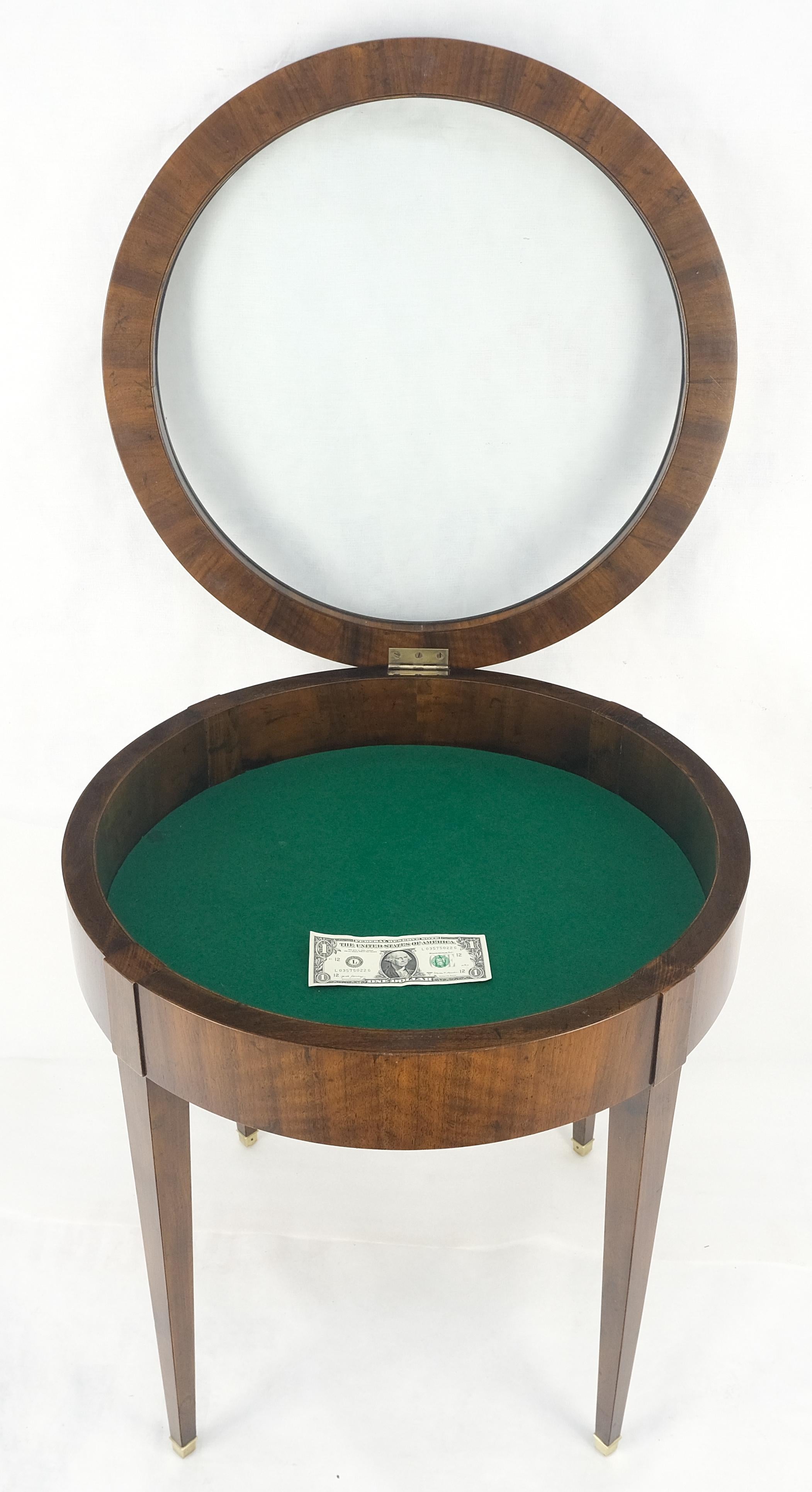 Round Showcase Display Glass Lid Compartment  Side End Table Compartment MINT! For Sale 3