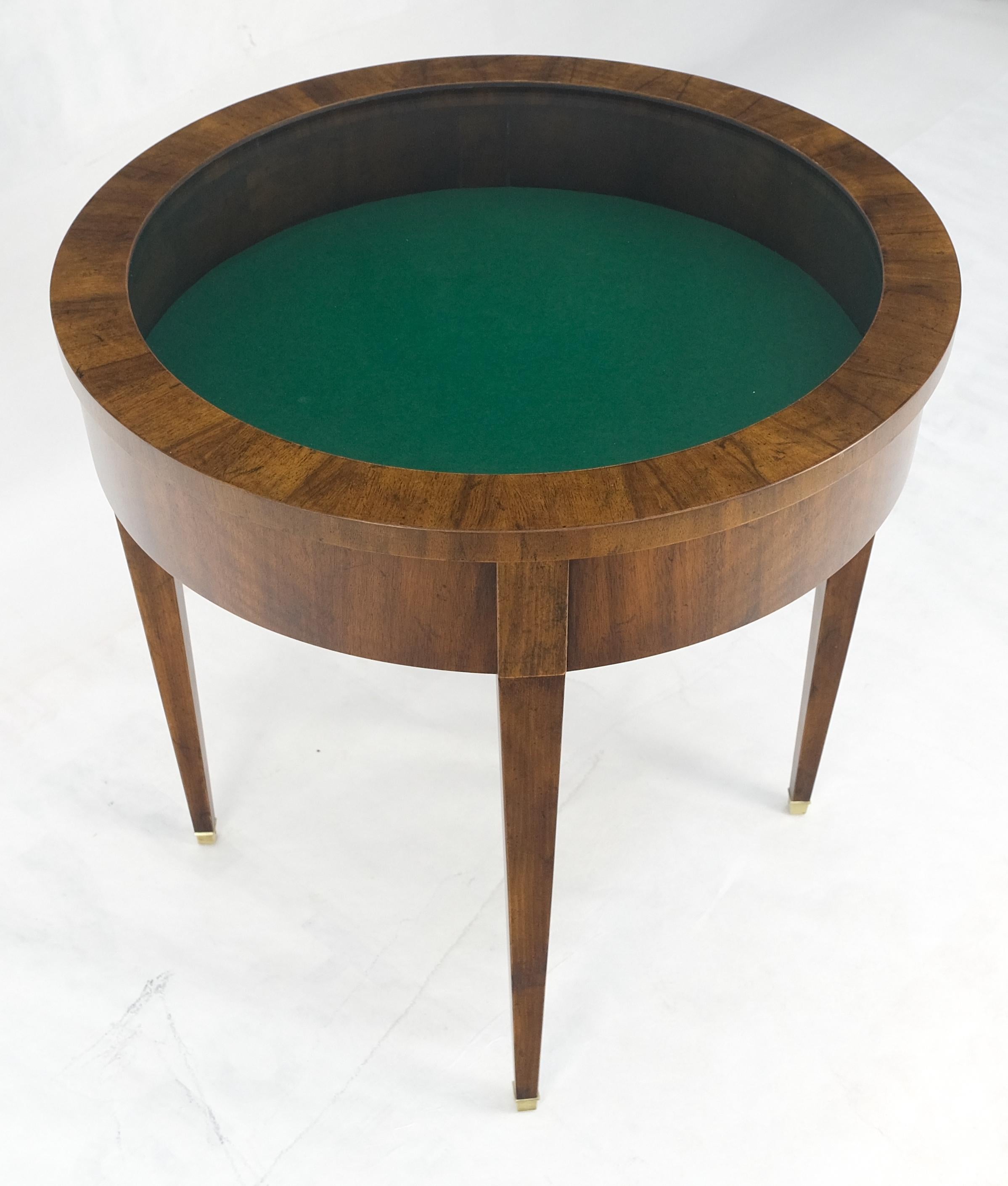 Round Showcase Display Glass Lid Compartment  Side End Table Compartment MINT! For Sale 4