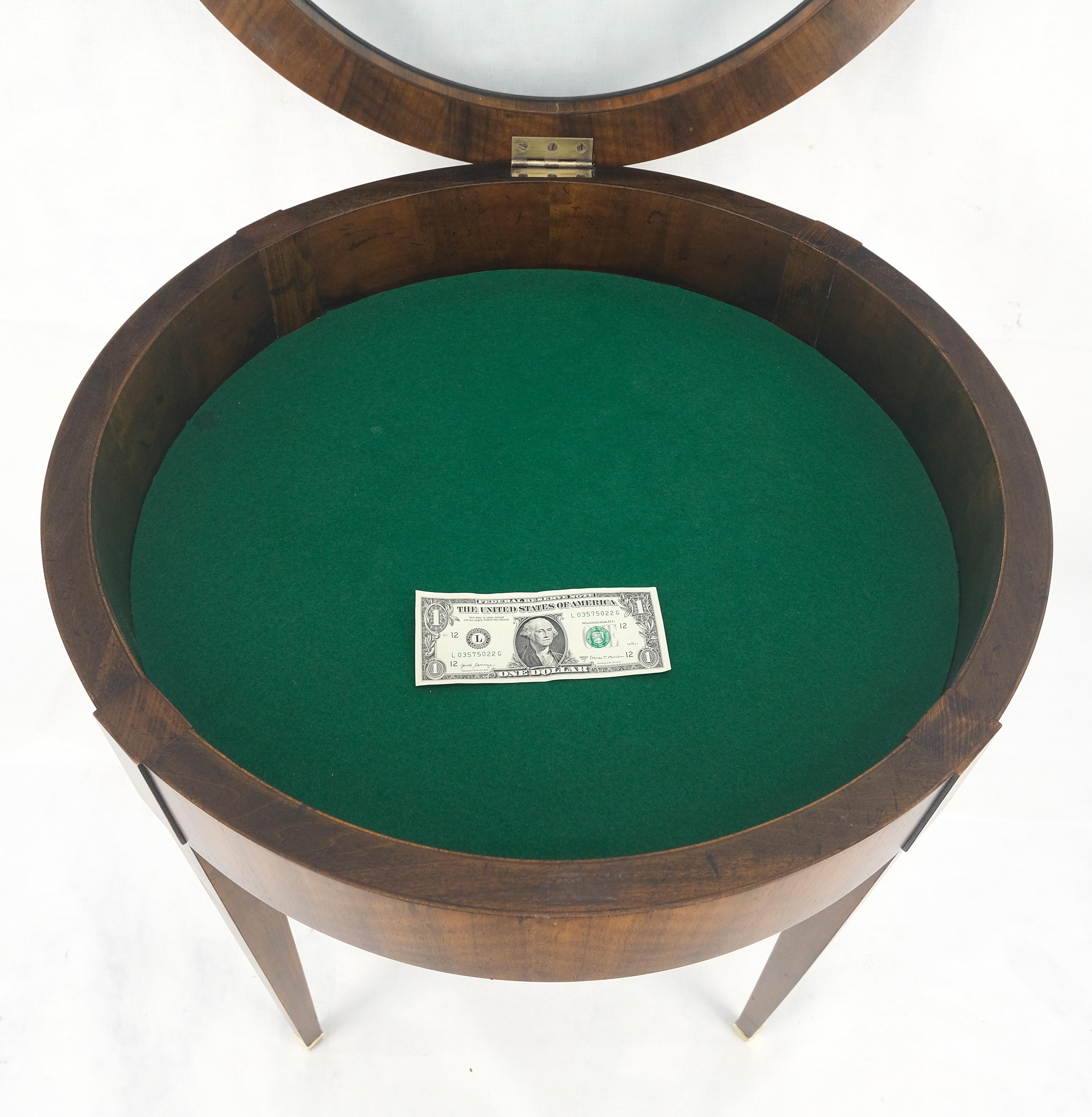 Round Showcase Display Glass Lid Compartment  Side End Table Compartment MINT! For Sale 8