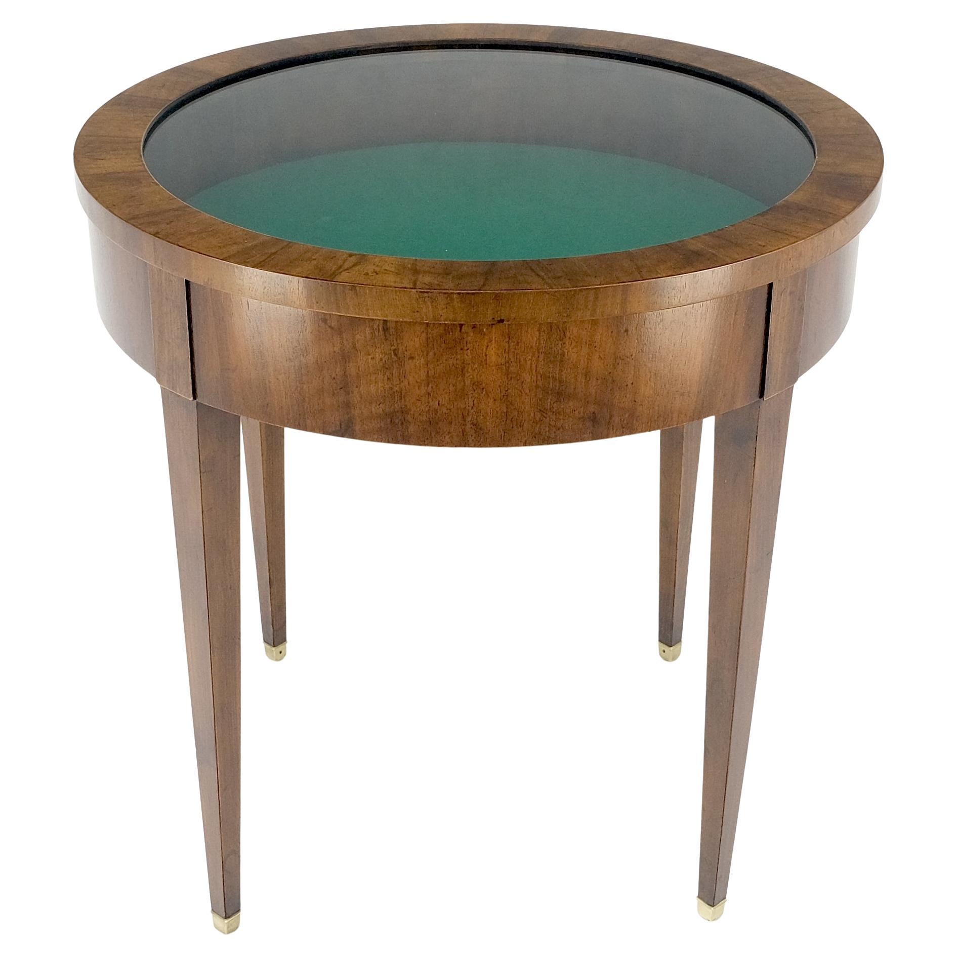 Federal Round Showcase Display Glass Lid Compartment  Side End Table Compartment MINT! For Sale