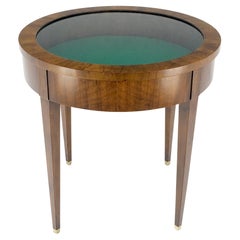 Round Showcase Display Glass Lid Compartment  Side End Table Compartment MINT!