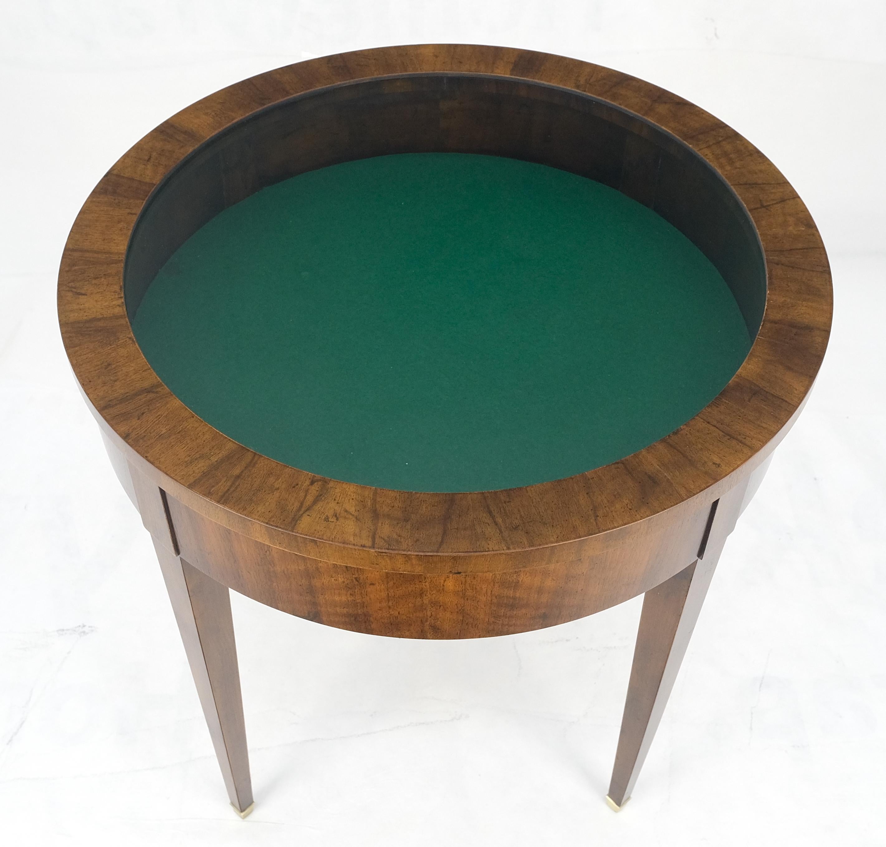 Lacquered Round Showcase Display Glass Lid Compartment  Side End Table Compartment MINT! For Sale
