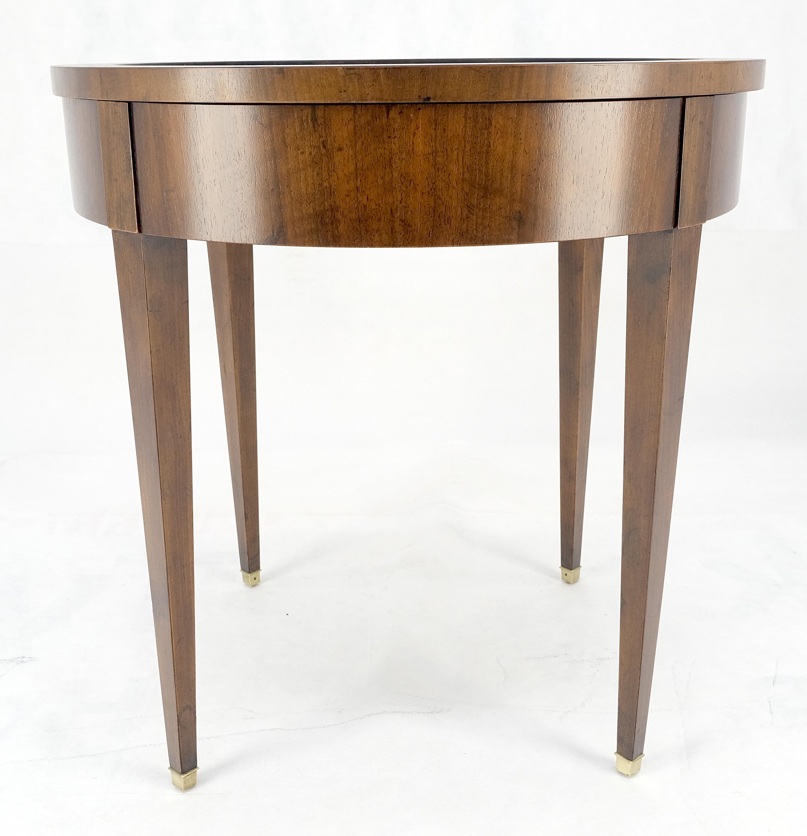 Walnut Round Showcase Display Glass Lid Compartment  Side End Table Compartment MINT! For Sale