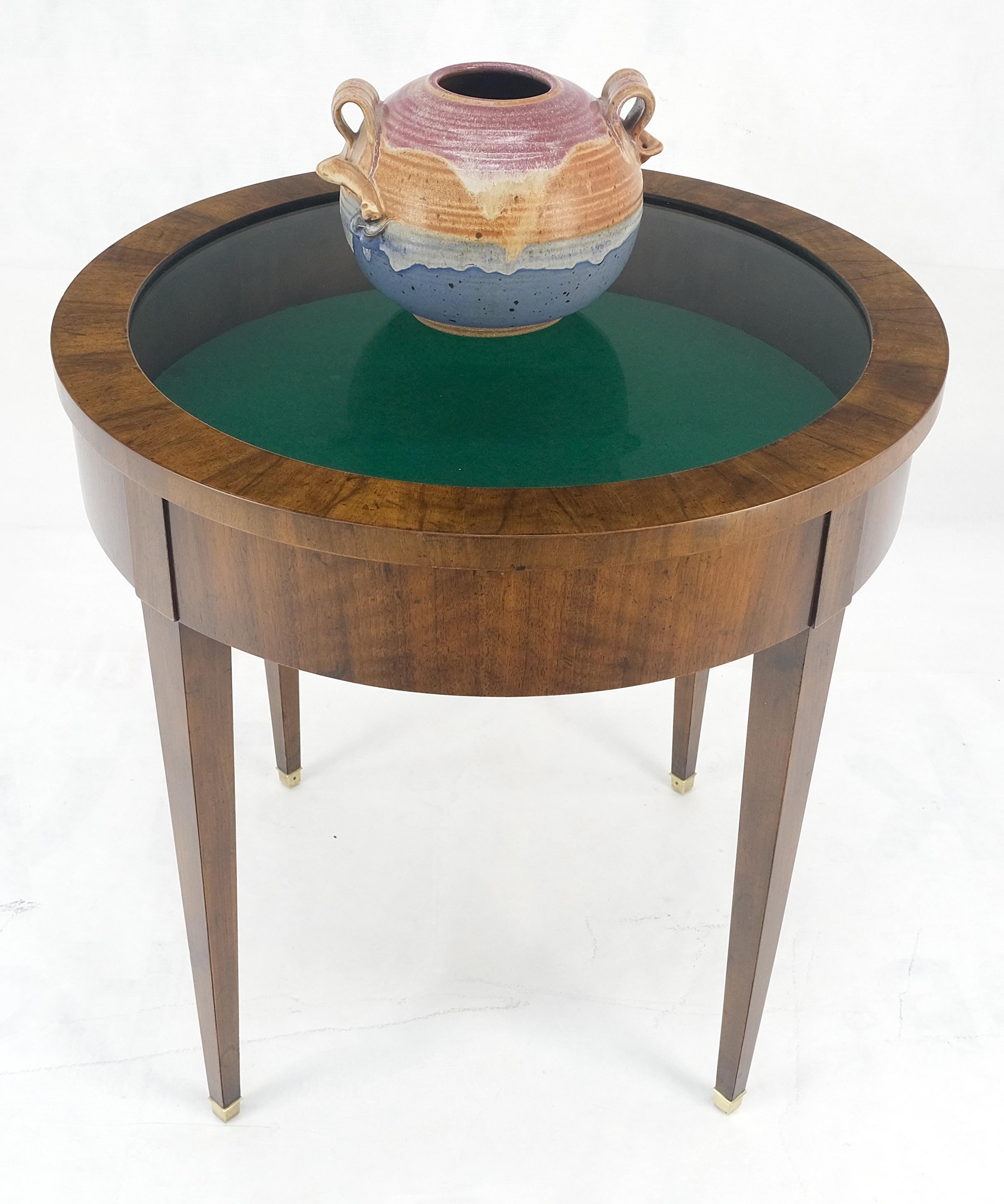 Round Showcase Display Glass Lid Compartment  Side End Table Compartment MINT! For Sale 2