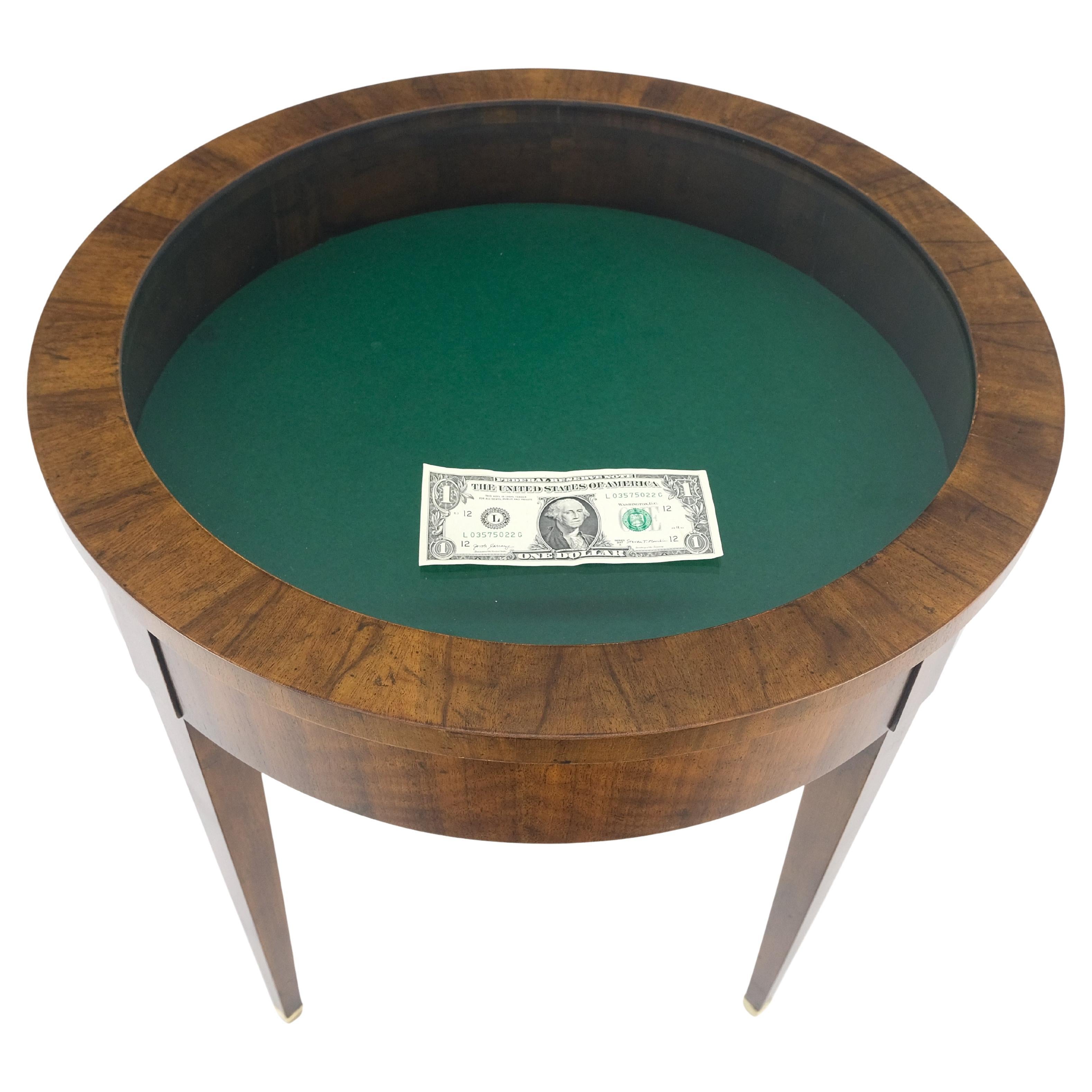 Round Showcase Display Glass Lid Compartment  Side End Table Compartment MINT! For Sale