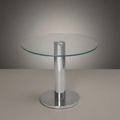 Tavolino rotondo in vetro e cromo