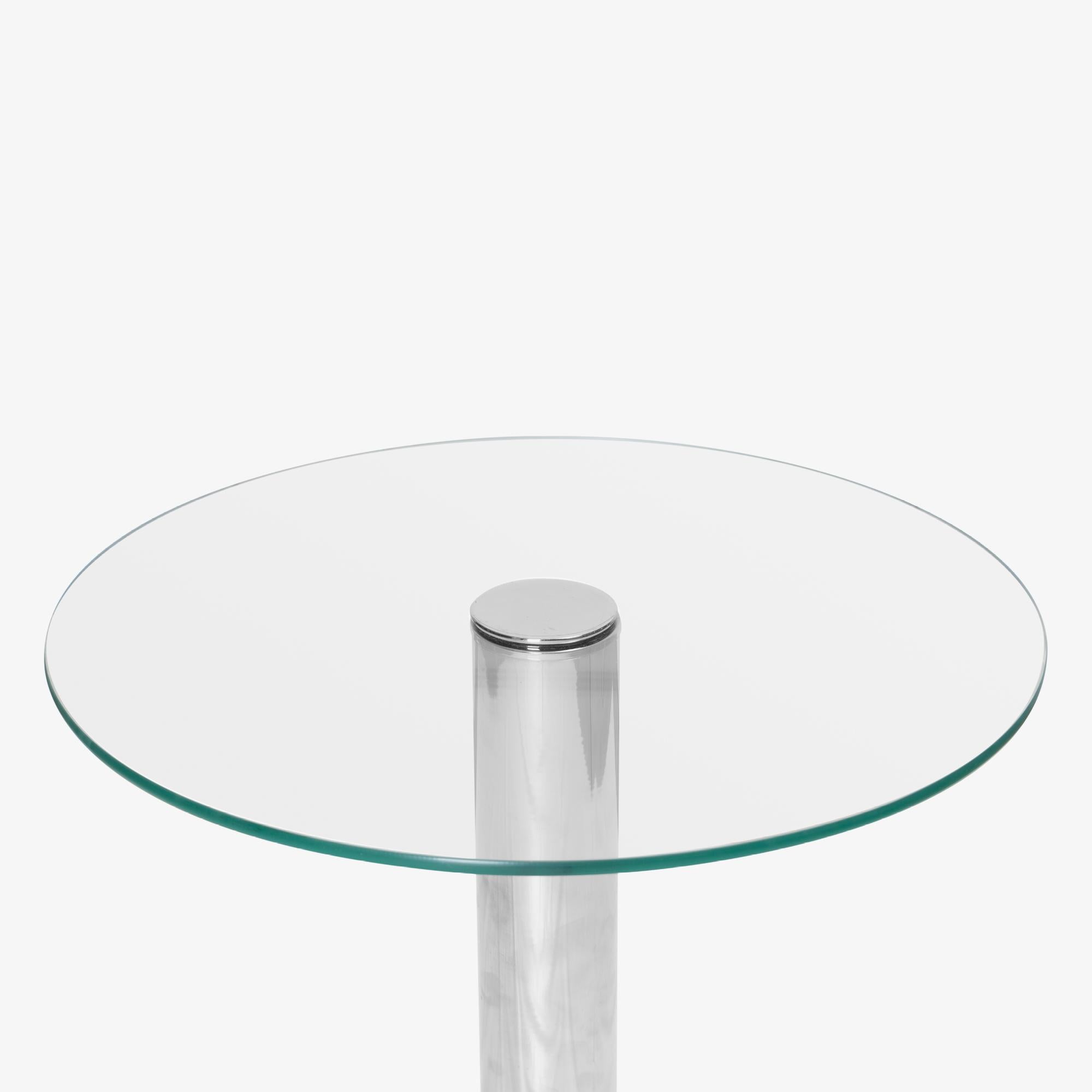 Mid-Century Modern Round Side Accent Table in Glass & Chrome For Sale