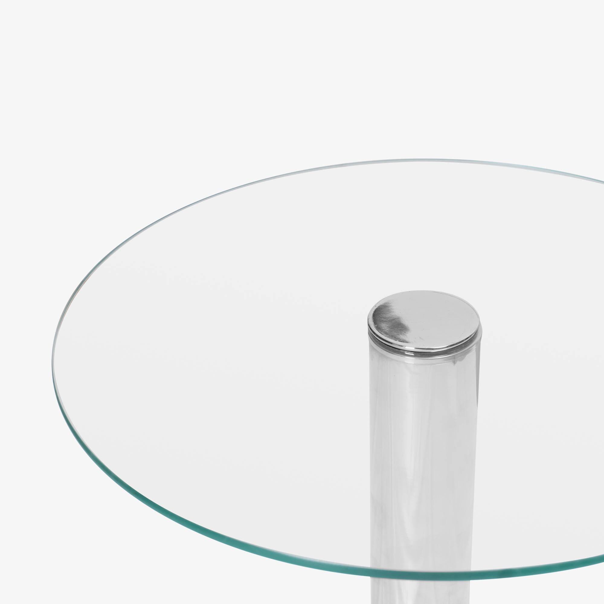 American Round Side Accent Table in Glass & Chrome For Sale