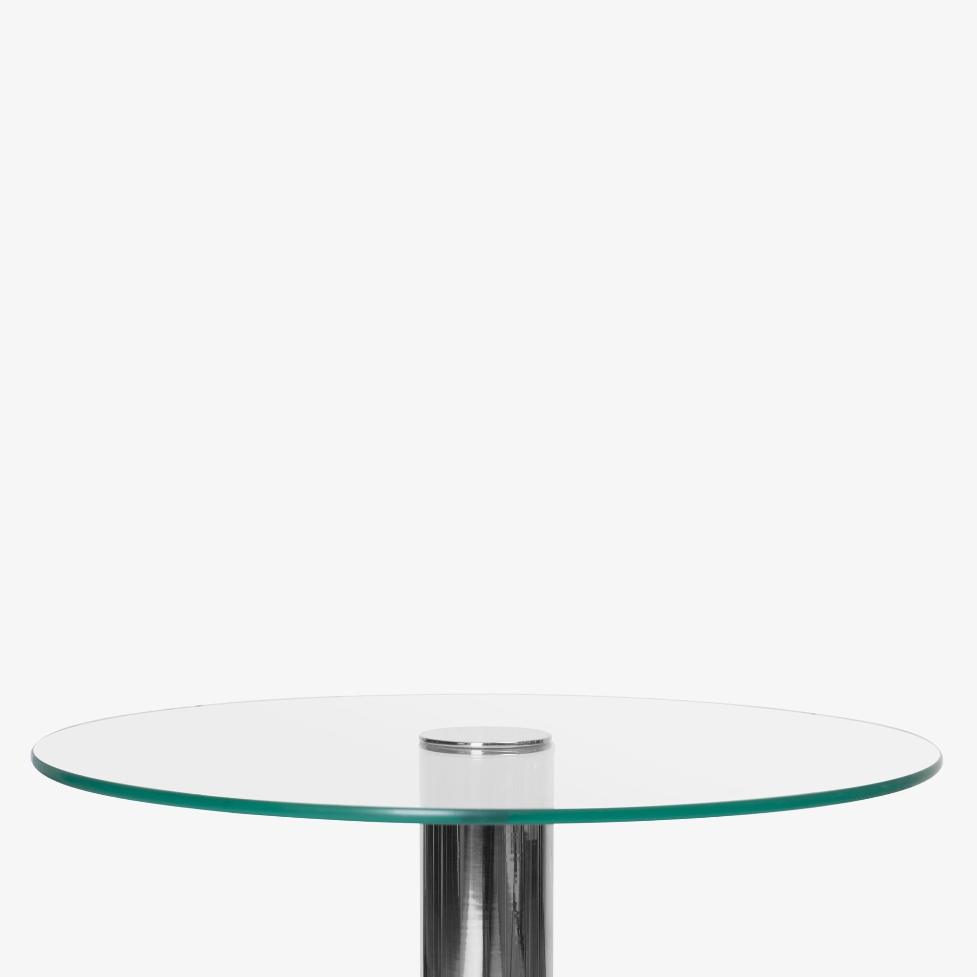 Late 20th Century Round Side Accent Table in Glass & Chrome For Sale