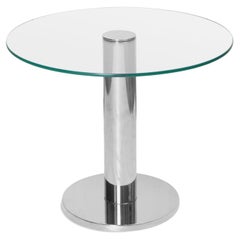 Table d'appoint ronde en verre et chrome