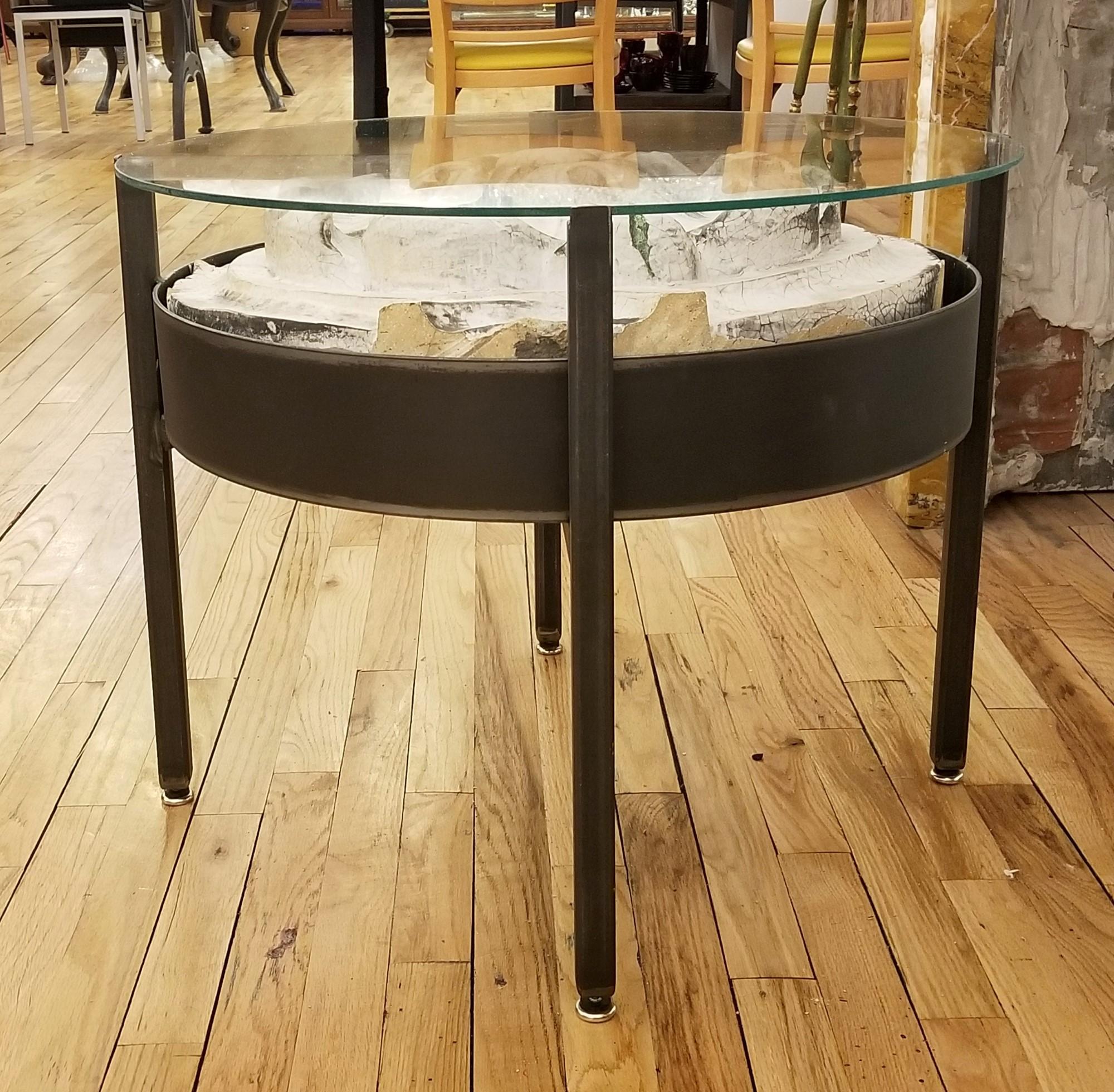 American Round Side End Table w/ Terra Cotta from a NYC Building For Sale