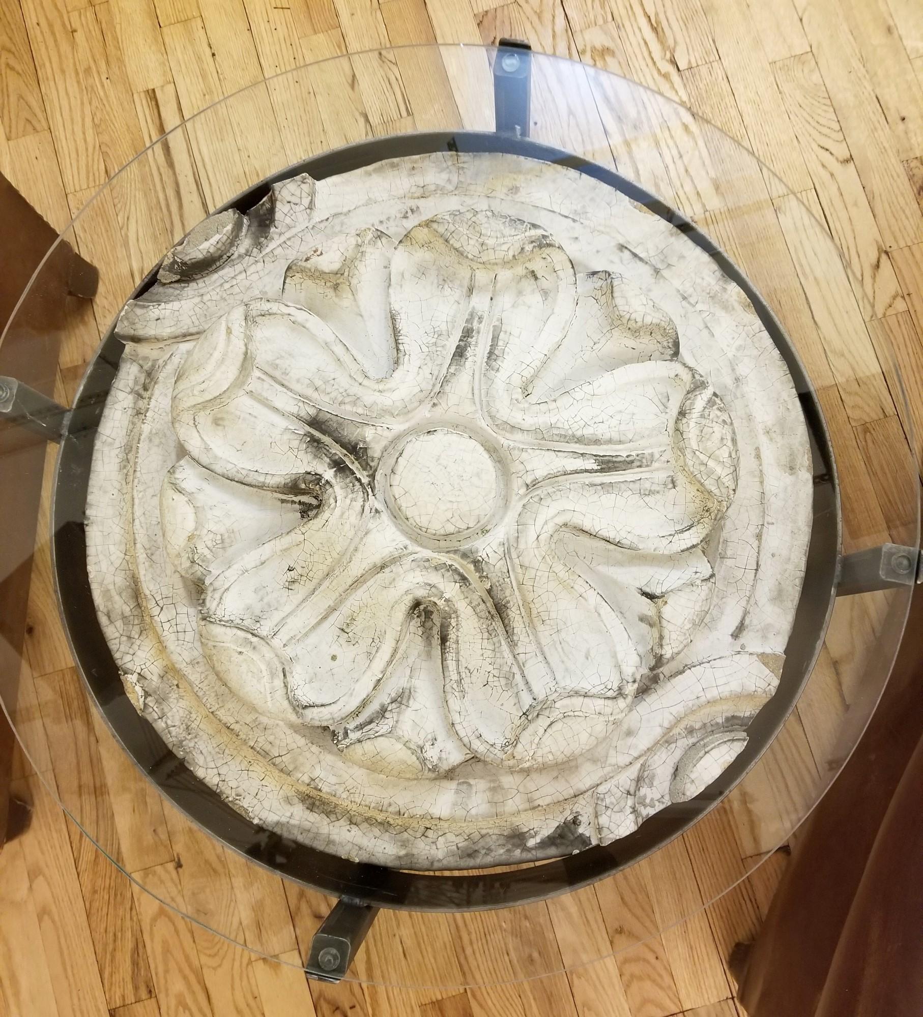 Cast Round Side End Table w/ Terra Cotta from a NYC Building For Sale