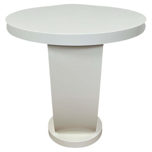 Round Side Table Art Deco Style in White by Tischlerei Hänsdieke For Sale
