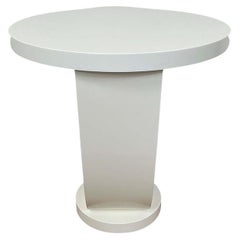 Round Side Table Art Deco Style in White by Tischlerei Hänsdieke