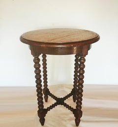 Antique Round Side Table Bobbin Turned Legs