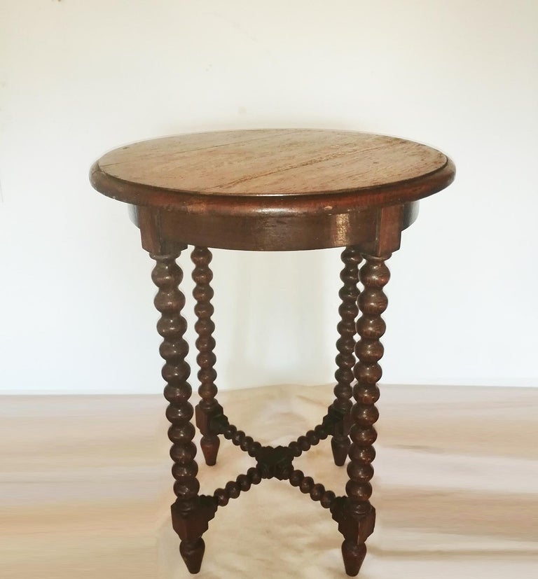 Antique Round Side Table Bobbin Turned Legs at 1stdibs