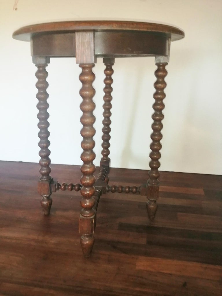 Round Side Table Bobbin Turned Legs For Sale at 1stdibs