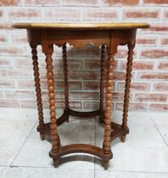 Round  Side Table Bobbin Turned Legs, Late 19th Century