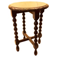 Round Side Table Bobbin Turned Legs, Late 19th Century Spain