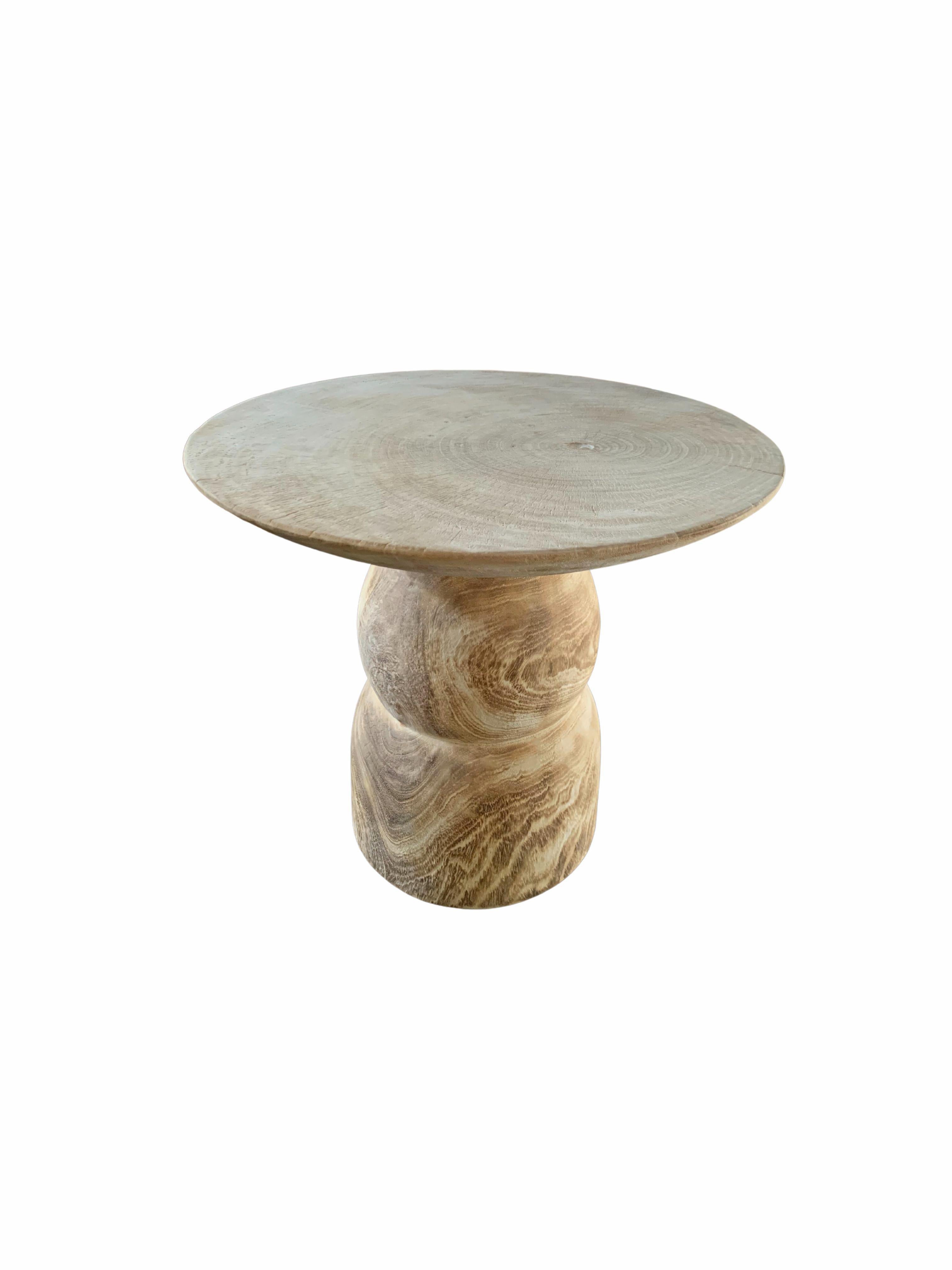 bleached wood side table