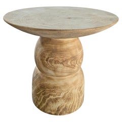 Round Side Table Crafted from Mango Wood Bleached Finish