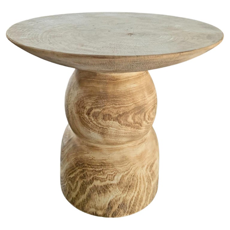 Round Side Table Crafted from Mango Wood Bleached Finish For Sale at  1stDibs | bleached wood side table