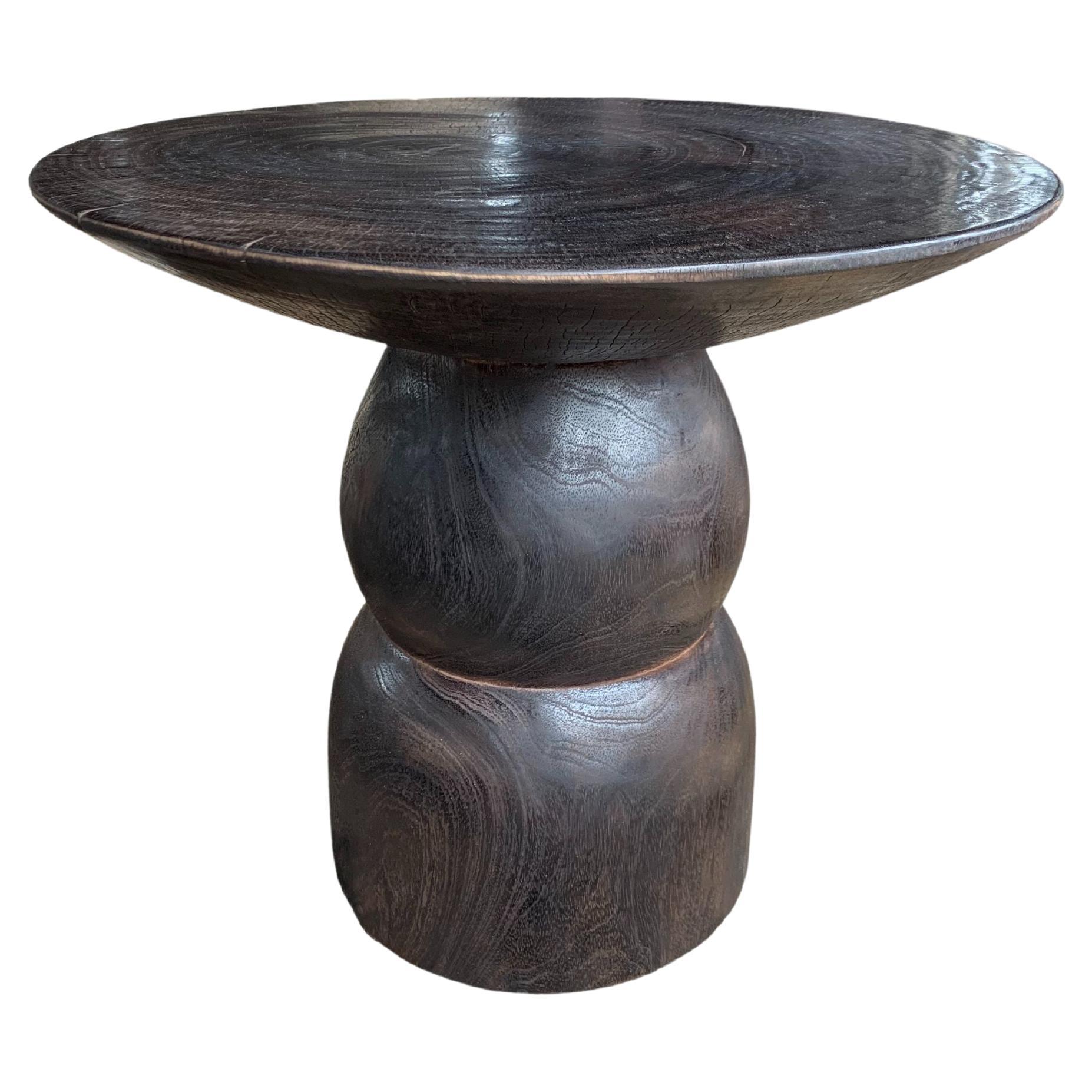 Round Side Table Crafted from Mango Wood For Sale