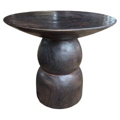 Round Side Table Crafted from Mango Wood