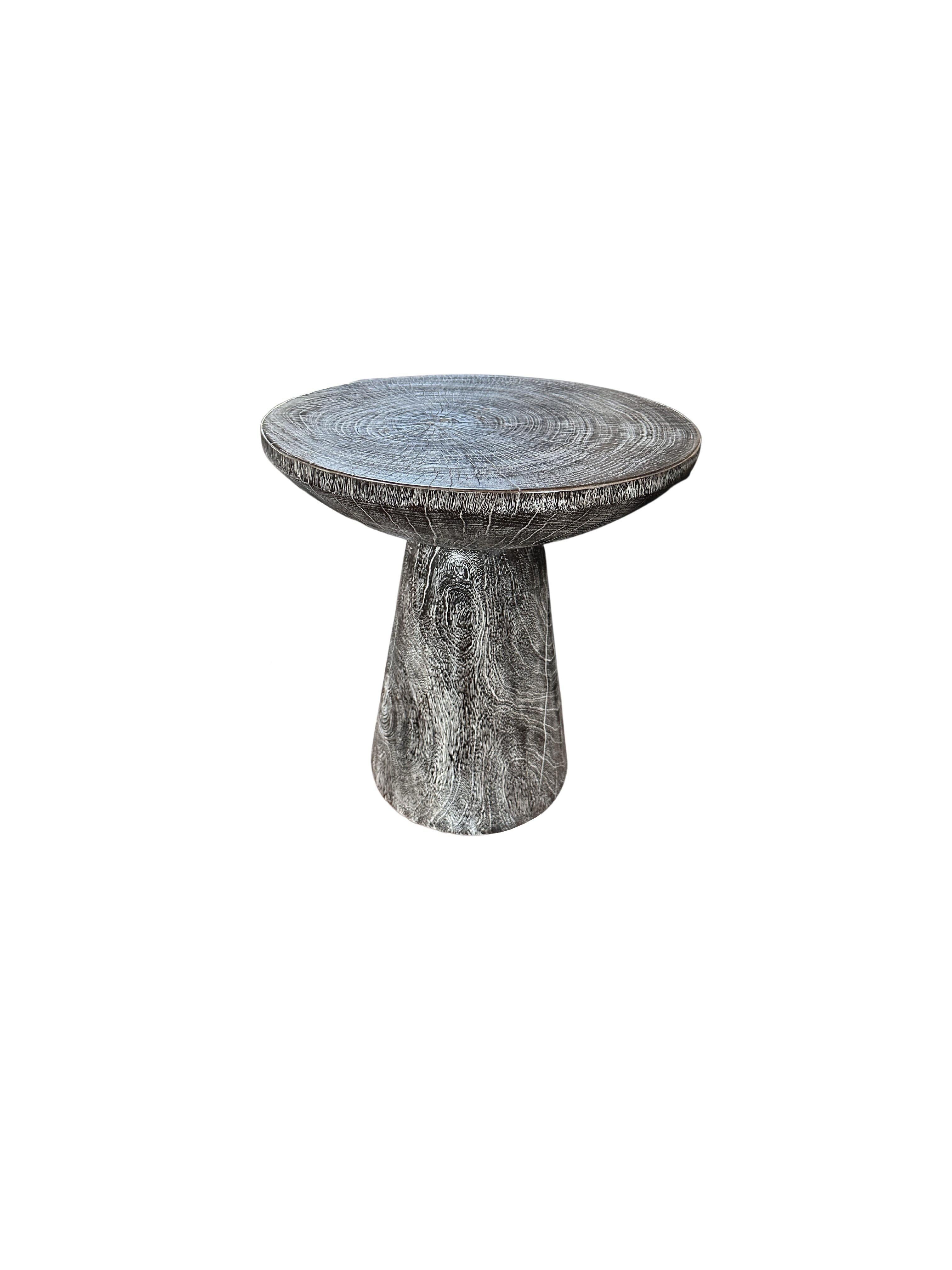 Indonesian Round Side Table Crafted from Mango Wood Washed out Finish For Sale